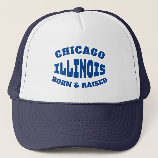 Chicago Illinois Born en Raised Trucker Pet (Voorkant)