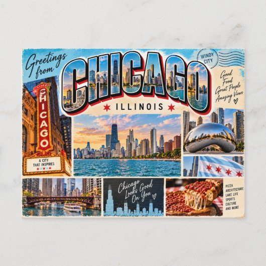 Chicago Illinois Briefkaart (Voorkant)