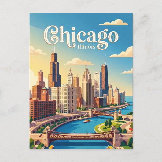 Chicago Illinois Briefkaart (Voorkant)