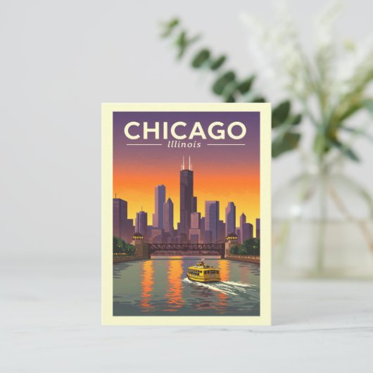 Chicago Illinois Briefkaart (Staand voorkant)