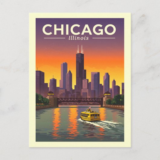 Chicago Illinois Briefkaart (Voorkant)