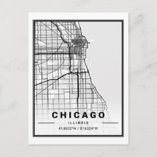 Chicago Illinois Carolina USA Travel City Map Briefkaart
