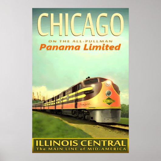 CHICAGO Illinois Central Railroad PANAMA Beperkt Poster (Voorkant)