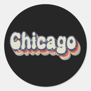Chicago Illinois Chrome City Klassieke Kunst Ronde Sticker