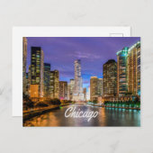 Chicago Illinois City bij nacht Briefkaart (Voorkant / Achterkant)