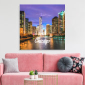 Chicago Illinois City bij nacht Canvas Afdruk (Insitu (Woonkamer))