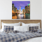Chicago Illinois City bij nacht Canvas Afdruk (Insitu (Slaapkamer))