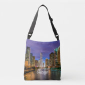 Chicago Illinois City bij nacht Crossbody Tas (Voorkant)