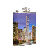 Chicago Illinois City bij nacht Heupfles (Rechts)