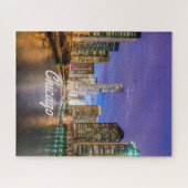 Chicago Illinois City bij nacht Legpuzzel (Horizontaal)