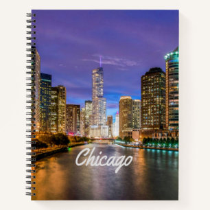 Chicago Illinois City bij nacht Notitieboek