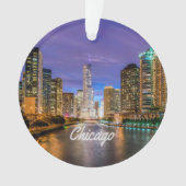 Chicago Illinois City bij nacht Ornament (voorkant)