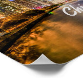 Chicago Illinois City bij nacht Poster (Hoek)