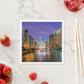 Chicago Illinois City bij nacht Servet (Insitu)