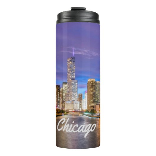 Chicago Illinois City bij nacht Thermosbeker (Voorkant)