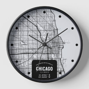 Chicago, Illinois City Map Clock