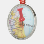 Chicago Illinois City Map Pin Metalen Ornament (Links)