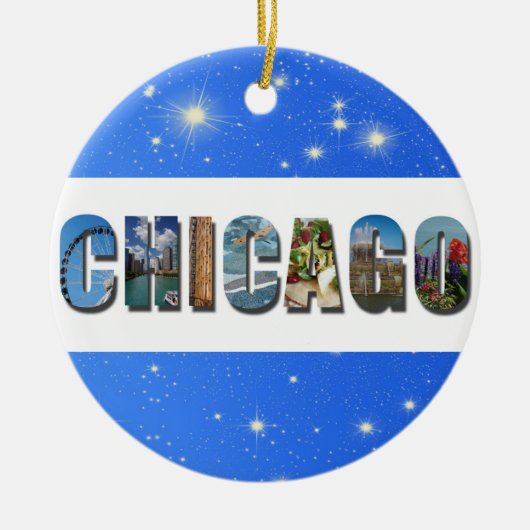 Chicago Illinois City Reisfoto's Kerstmis Keramisch Ornament (Voorkant)