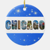 Chicago Illinois City Reisfoto's Kerstmis Keramisch Ornament (Achterkant)