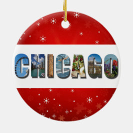 Chicago Illinois City Reisfoto's Kerstmis Keramisch Ornament