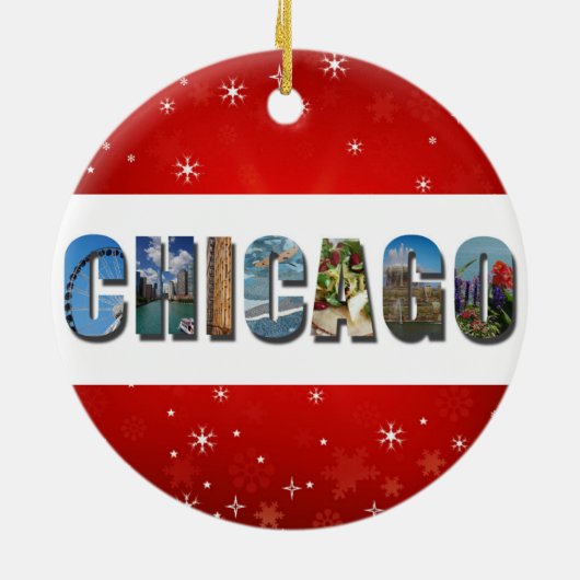 Chicago Illinois City Reisfoto's Kerstmis Keramisch Ornament (Achterkant)