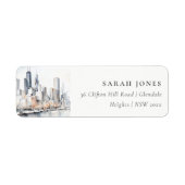 Chicago, Illinois City Scape Waterverf Adres Etiket (Voorkant)