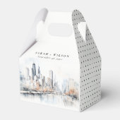 Chicago, Illinois City Scape Waterverf bruiloft Bedankdoosjes (Achterkant)