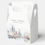 Chicago, Illinois City Scape Waterverf bruiloft Bedankdoosjes (Geopend)