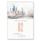 Chicago, Illinois City Scape Waterverf bruiloft Kaart (Voorkant)