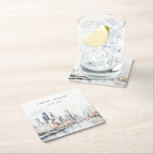 Chicago, Illinois City Scape Waterverf bruiloft Kartonnen Onderzetters (Insitu)