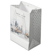 Chicago, Illinois City Scape Waterverf bruiloft Medium Cadeauzakje (Voorkant Gekanteld)