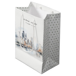 Chicago, Illinois City Scape Waterverf bruiloft Medium Cadeauzakje