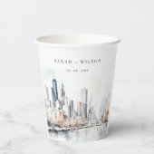 Chicago, Illinois City Scape Waterverf bruiloft Papieren Bekers (Achterkant)