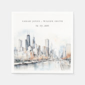 Chicago, Illinois City Scape Waterverf bruiloft Servet (Voorkant)