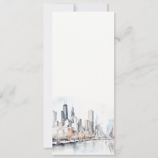 Chicago, Illinois City Scape Wedding Menu Kaart (Achterkant)
