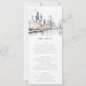 Chicago, Illinois City Scape Wedding Menu Kaart (Voorkant)