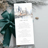 Chicago, Illinois City Scape Wedding Menu Kaart