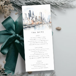 Chicago, Illinois City Scape Wedding Menu Kaart