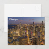 Chicago Illinois City Skyline bij nacht Briefkaart (Voorkant / Achterkant)