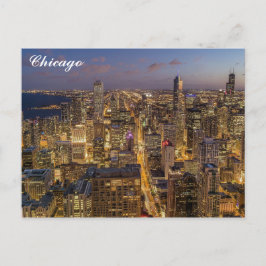 Chicago Illinois City Skyline bij nacht Briefkaart