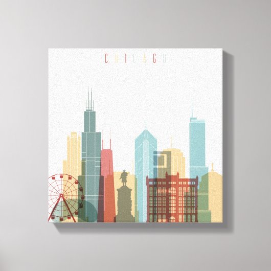 Chicago, Illinois | City Skyline Canvas Afdruk (Voorkant)