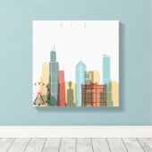 Chicago, Illinois | City Skyline Canvas Afdruk (Insitu (Houten vloer))