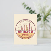 Chicago Illinois City Skyline Emblem Briefkaart (Staand voorkant)