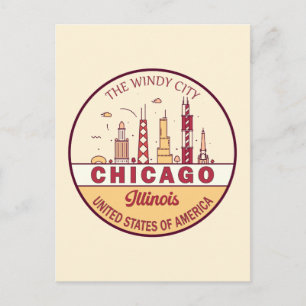 Chicago Illinois City Skyline Emblem Briefkaart