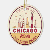 Chicago Illinois City Skyline Emblem Keramisch Ornament (Links)