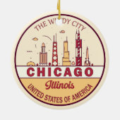 Chicago Illinois City Skyline Emblem Keramisch Ornament (Achterkant)