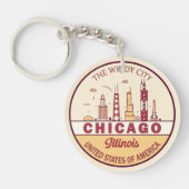 Chicago Illinois City Skyline Emblem Sleutelhanger (Voorkant)