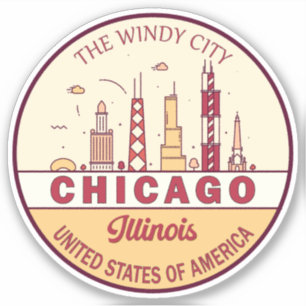 Chicago Illinois City Skyline Emblem Sticker