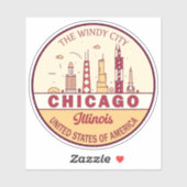 Chicago Illinois City Skyline Emblem Sticker (Vel)