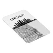Chicago Illinois City Skyline met map Magneet (Rechterzijde)